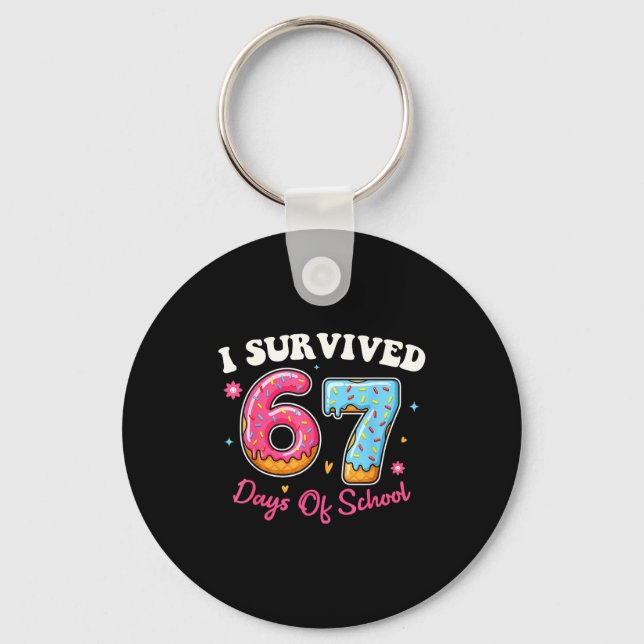 Donuts 67th Day Of School Funny 67 Days Of School  Keychain (Front)