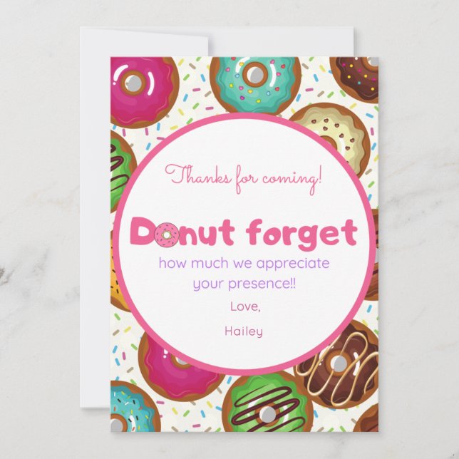 Donuts Carte de remerciements fête d'anniversaire (Devant)