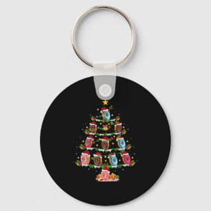 Donuts Christmas Tree Lights Funny Fast Food Donut Keychain