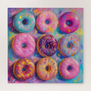 Donuts Colorful Modern Abstract Art Jigsaw Puzzle