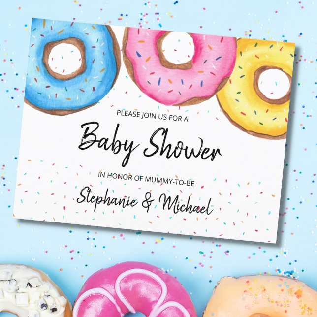  Donuts Couples Baby Shower Invitation Postcard (Creator Uploaded)