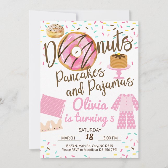 Donuts, crêpes et pyjamas, invitation au sommeil. (Devant)