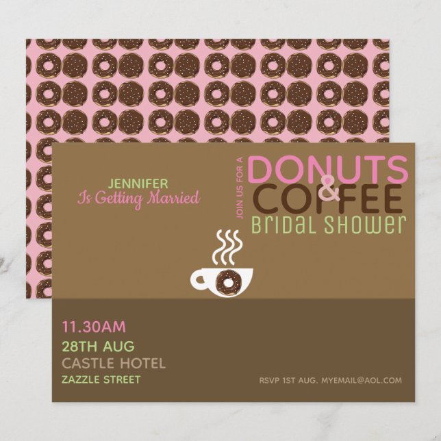 DONUTS DE CAFÉ Invitation de douche nuptiale Pink  (Devant / Derrière)