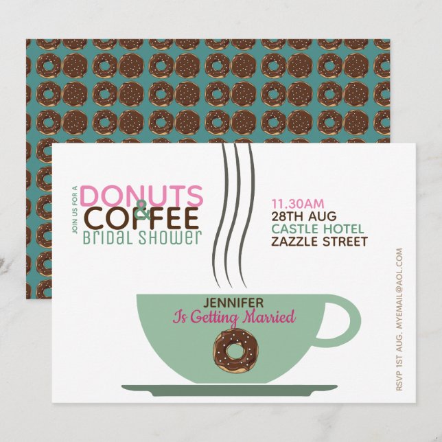 DONUTS DE CAFÉ Invitation de douche nuptiale Turq  (Devant / Derrière)