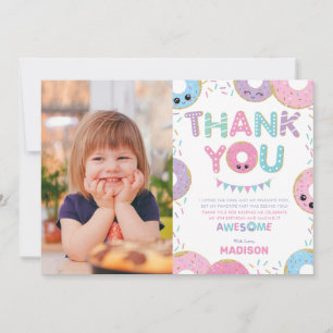 Donuts Doughnuts Sprinkles Birthday Party Photo Thank You Card