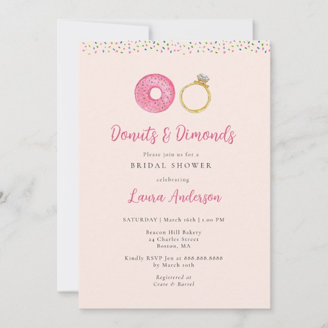 Donuts et diamants Invitation à la douche nuptiale (Devant)