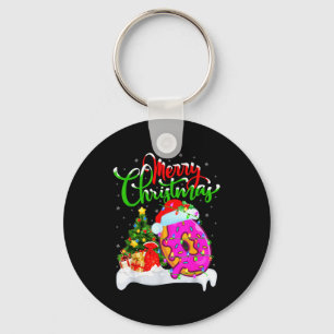 Donuts Food Lover Xmas Decorations Santa Donuts Ch Keychain