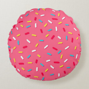 Donut's glaze seamless pattern, pink background, t round pillow