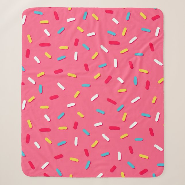 Donut's glaze seamless pattern, pink background, t sherpa blanket (Front)