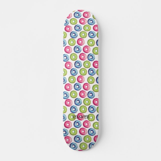 Donuts & Name or Text White Skateboard (Front)