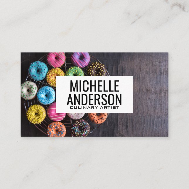 Donuts on Table | Bakery Business Card (Front)