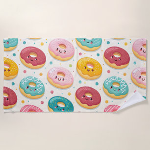 Donuts Pattern Beach Towel