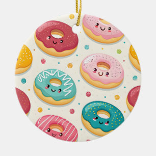 Donuts Pattern Ceramic Ornament