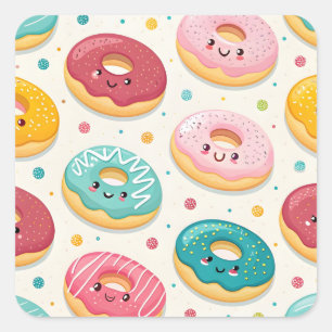 Donuts Pattern Square Sticker