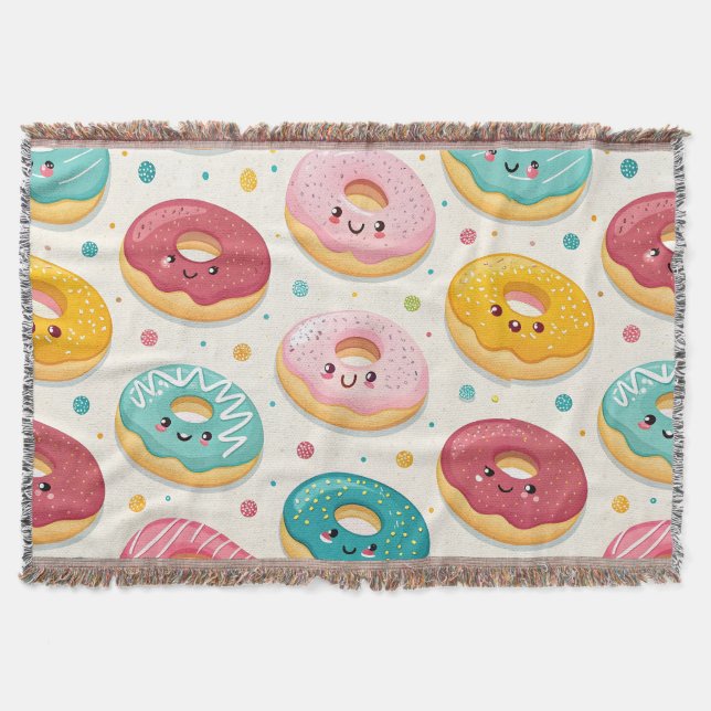 Donuts Pattern Throw Blanket (Front)