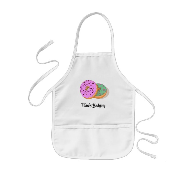 Donuts pink mint green bakery kids apron (Front)