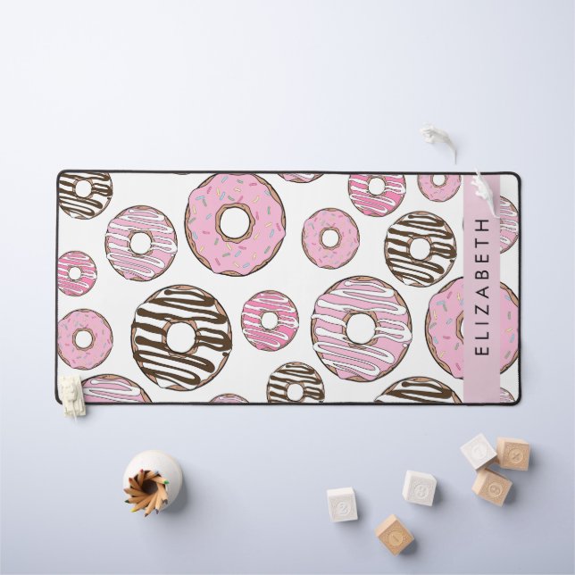 Donuts Roses, Donuts Blancs, Sprinkings, Votre Nom (Tableau pour enfants)