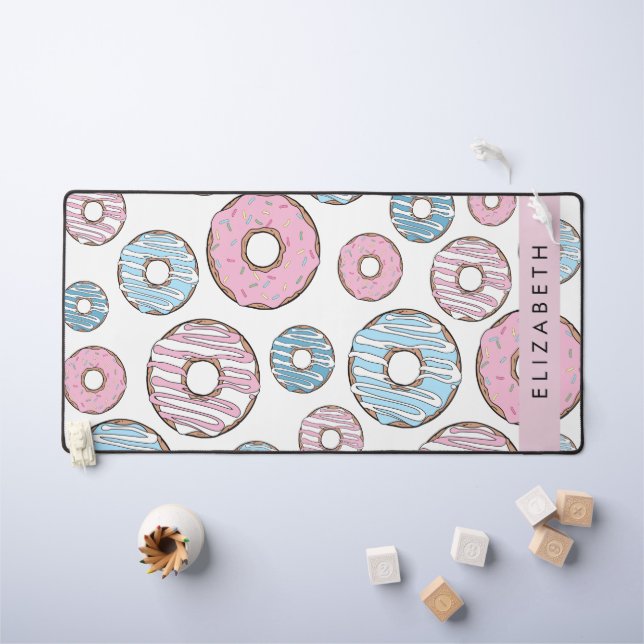 Donuts Roses, Donuts Bleus, Sprinkings, Votre Nom (Tableau pour enfants)