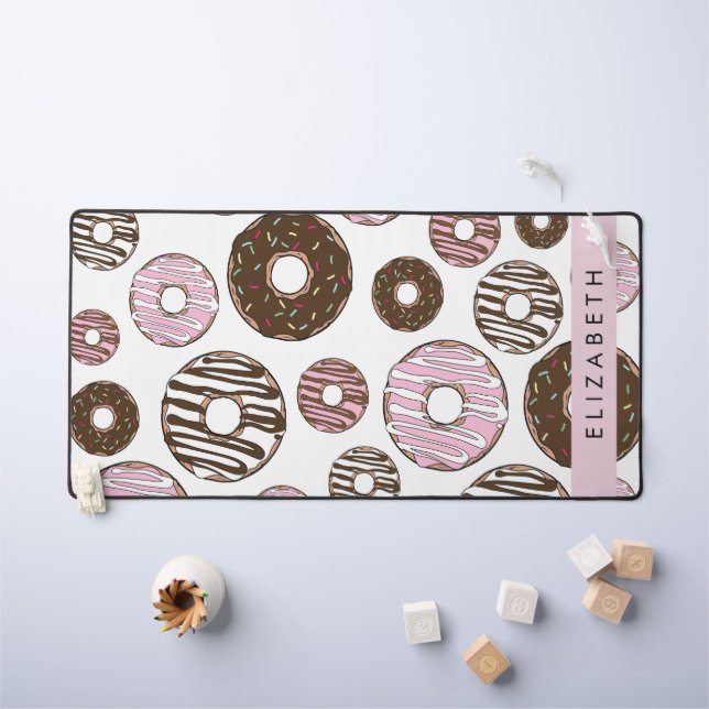 Donuts Roses, Donuts Brown, Sprinkings, Votre Nom (Tableau pour enfants)
