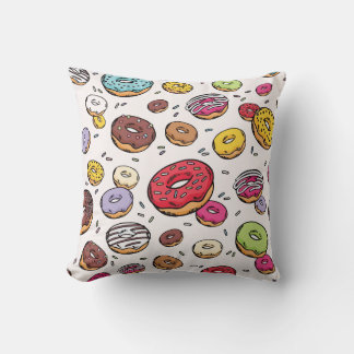 Donuts seamless pattern throw pillow