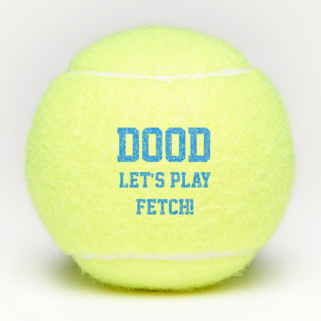 "Dood Let's Play Fetch" Pet Dog Cat Toy Blue Tennis Balls (Front)