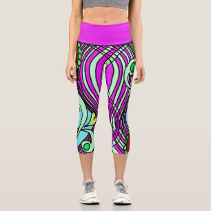 Doodle 103 Pink Abstract Capri Leggings