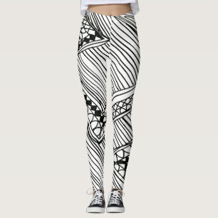 Doodle 1A Black White Leggings