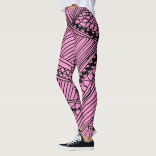 Doodle 1A Leggings Noir Rose Fluorescent