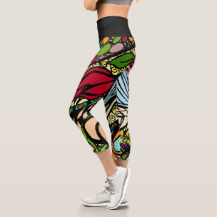 Doodle 1E Red 1 Capri Leggings