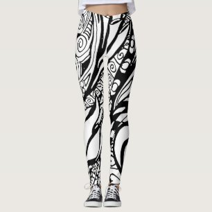 Doodle 9B Leggings Noir Blanc