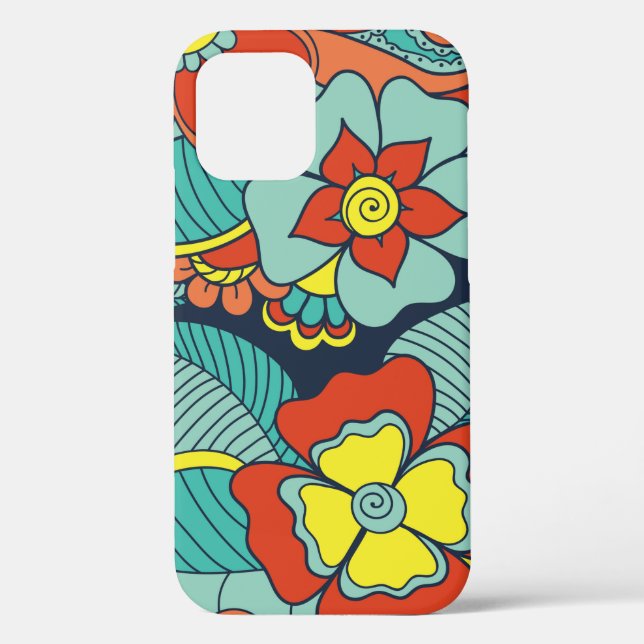 Doodle abstract flower. Illustrationfloral,pattern Case-Mate iPhone Case (Back)