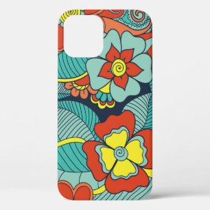 Doodle abstract flower. Illustrationfloral,pattern iPhone 12 Case