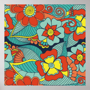 Doodle abstract flower. Illustrationfloral,pattern Poster