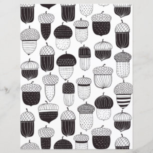 Doodle acorns autumn pattern