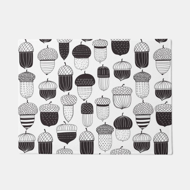 Doodle acorns autumn pattern doormat (Front)