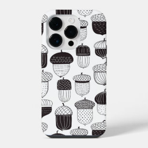 Doodle acorns autumn pattern iPhone 14 pro case