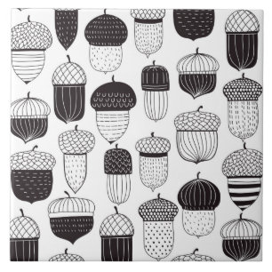 Doodle acorns autumn pattern tile