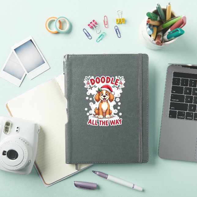 Doodle All The Way Funny Goldendoodle Santa Hat Ch (iPad Cover)