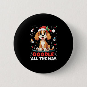 Doodle All The Way Funny Goldendoodle Santa Hat Ch 2 Inch Round Button