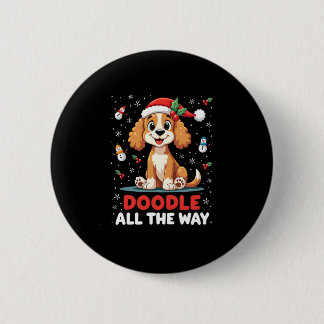 Doodle All The Way Funny Goldendoodle Santa Hat Ch 2 Inch Round Button