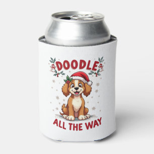 Doodle All The Way Funny Goldendoodle Santa Hat Ch Can Cooler