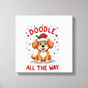 Doodle All The Way Funny Goldendoodle Santa Hat Ch Canvas Print