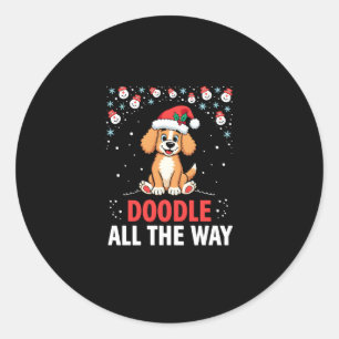 Doodle All The Way Funny Goldendoodle Santa Hat Ch Classic Round Sticker