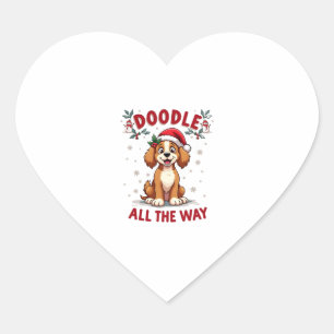 Doodle All The Way Funny Goldendoodle Santa Hat Ch Heart Sticker