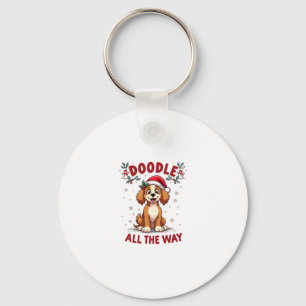 Doodle All The Way Funny Goldendoodle Santa Hat Ch Keychain