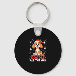 Doodle All The Way Funny Goldendoodle Santa Hat Ch Keychain