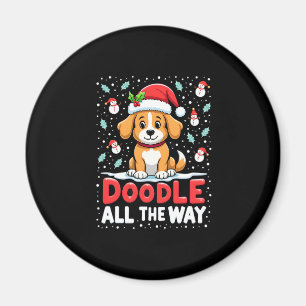 Doodle All The Way Funny Goldendoodle Santa Hat Ch Magnet