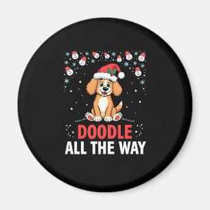 Doodle All The Way Funny Goldendoodle Santa Hat Ch Magnet