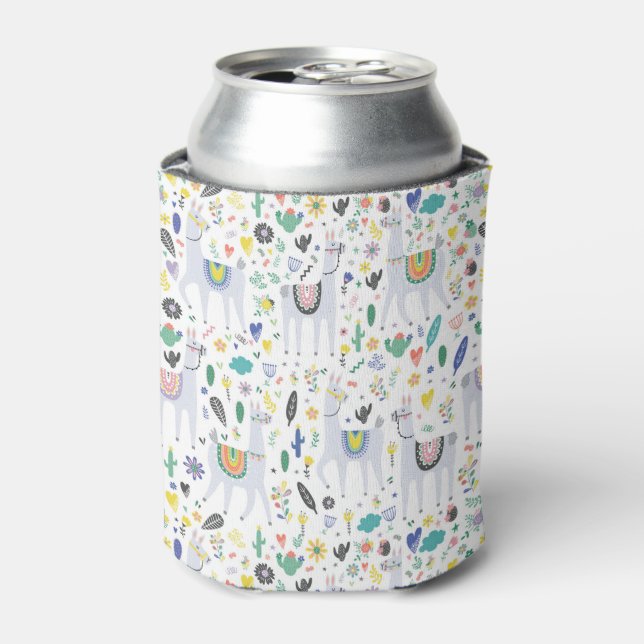 Doodle Alpaca Pattern Can Cooler (Can Front)