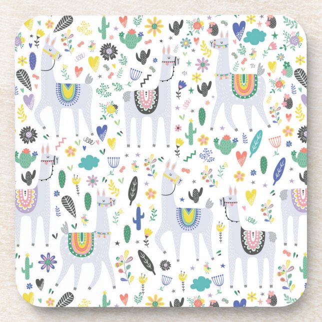 Doodle Alpaca Pattern Coaster (Front)